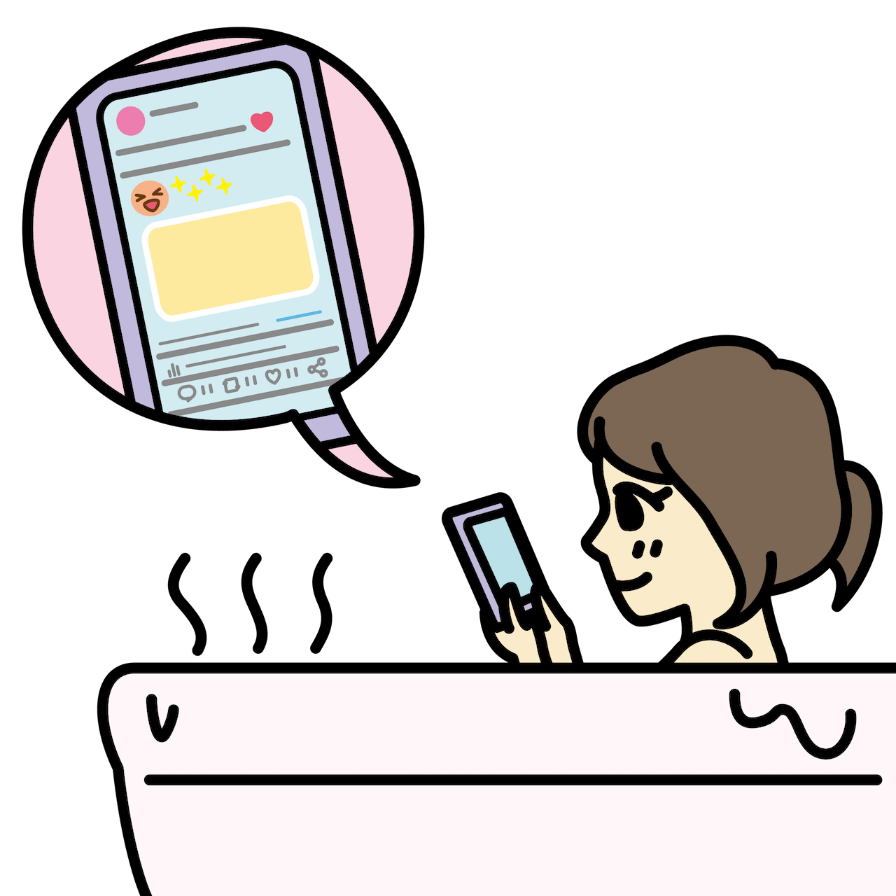 スマホに送られてきた通知に気づかず寝ている男性のフリーイラスト