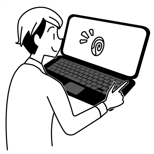 パソコンで指紋認証をする男性のフリーイラスト