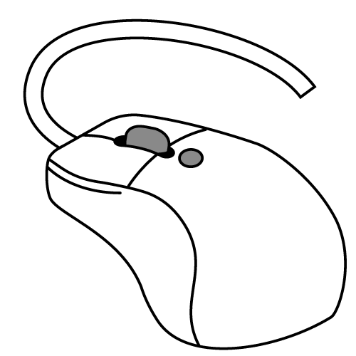 シンプルな有線マウスのフリーイラスト